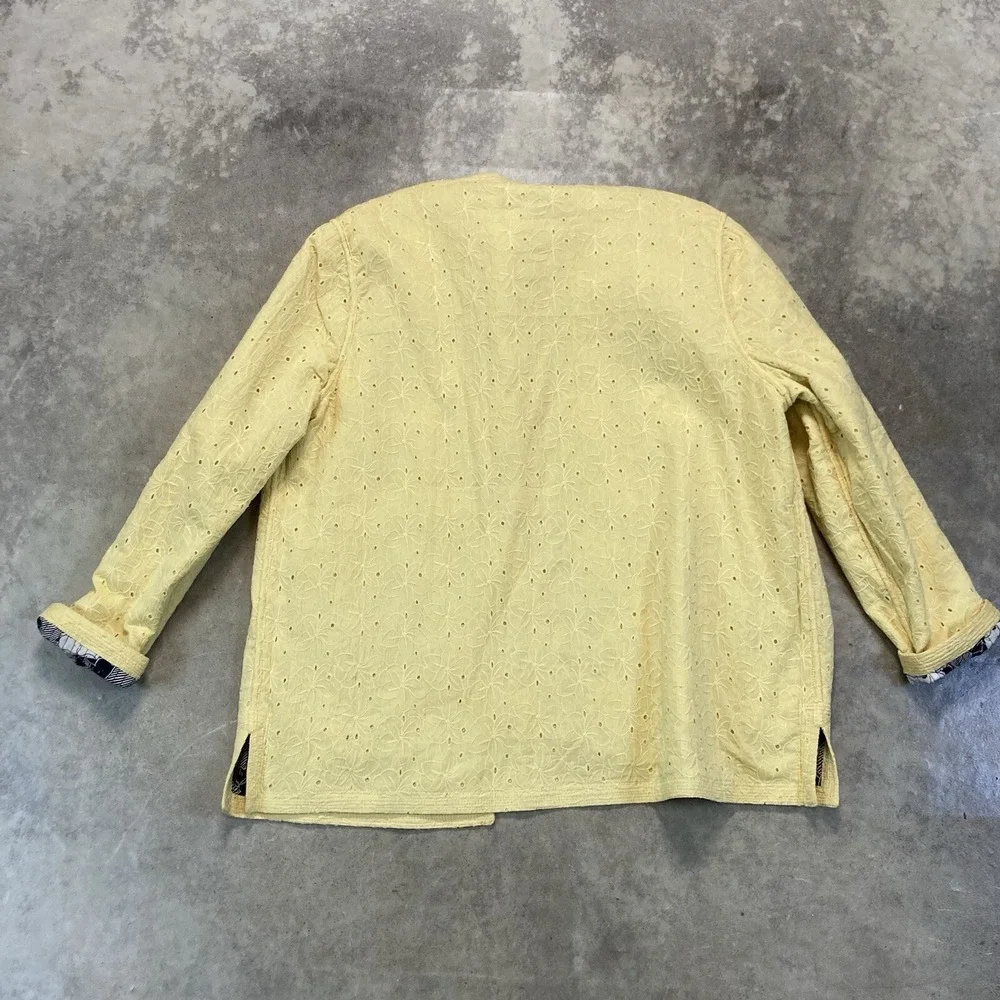Provence Damour Reversible Jacket Womens XL Yellow Floral Quilted Cotton